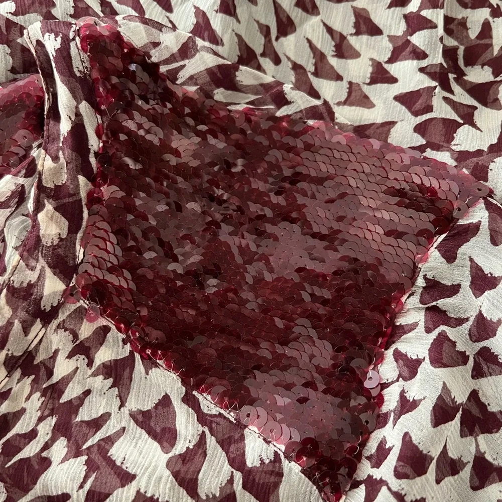 Joe’s Jeans Print Silk Sequin Blouse - Picture 5 of 7